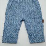 Blauw katoen baby broekje met wit visgraat patroon in babykleding