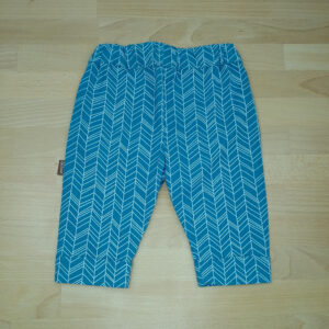 Blauw katoen baby broekje met visgraat patroon